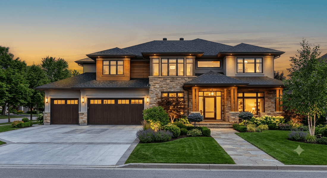 Same property exterior after AI enhancement, with corrected sky and lighting